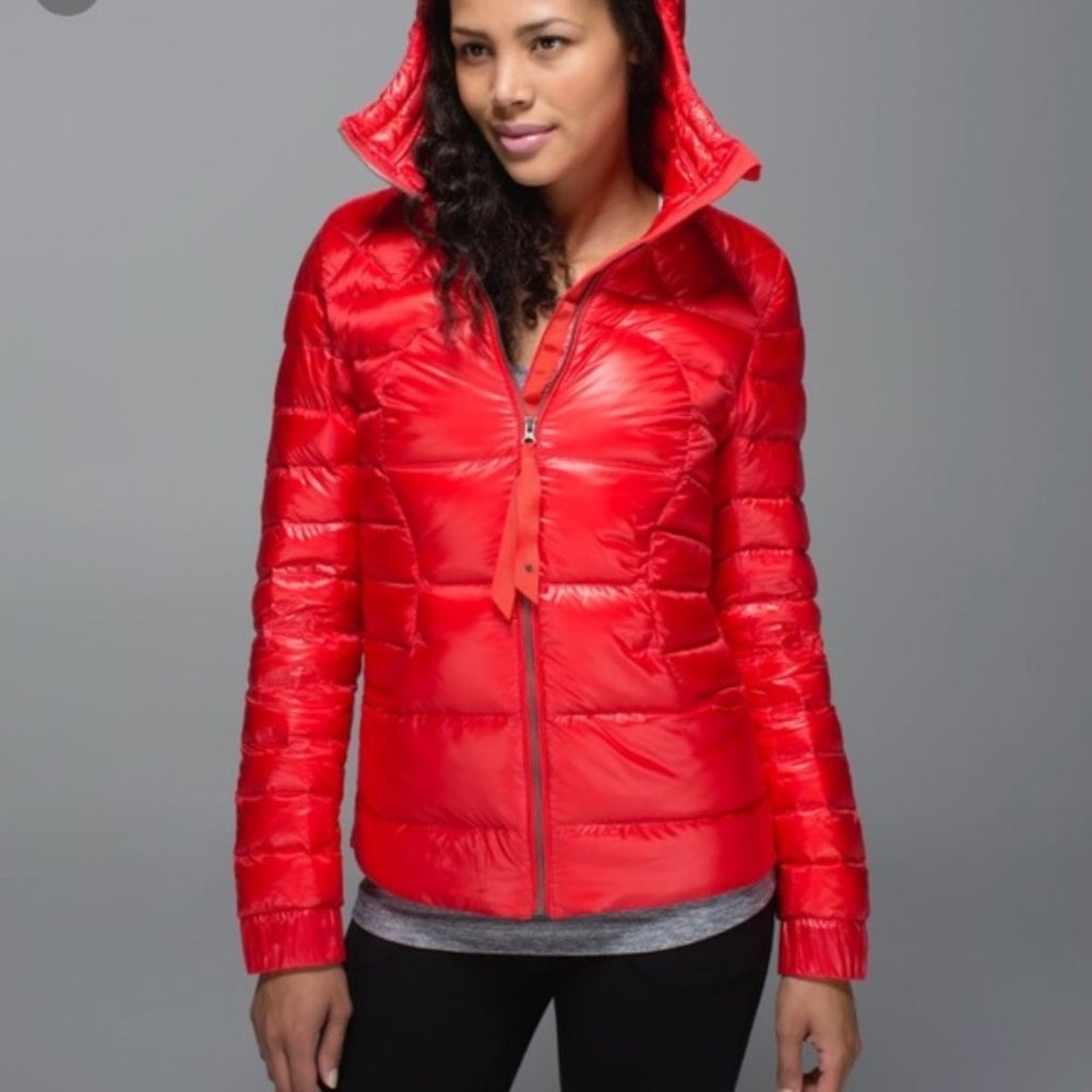 Lululemon Fluffin Awesome Down Jacket Alarming Size 6  Red